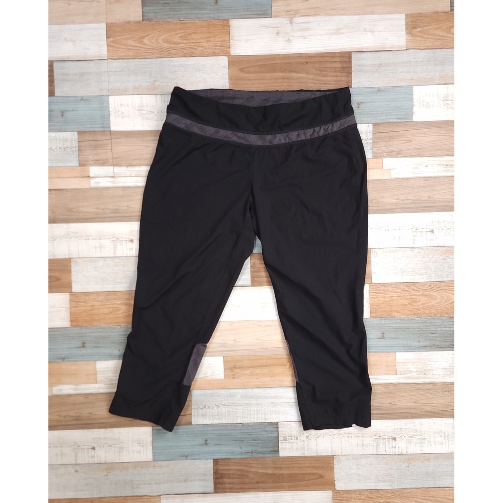 Tangerine Womens Black Grey Mesh‎ Trim Cropped Leggings Capri Pants FW8743C415 M
